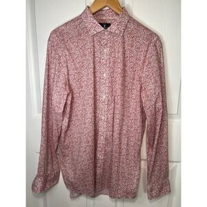 Psycho Bunny‎ Mens Slim Fit Floral Dress Shirt Stretch Non Iron Size 16.5 34/35
